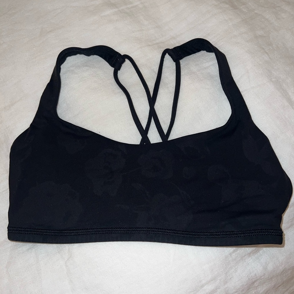 Black floral Lululemon sports bra
